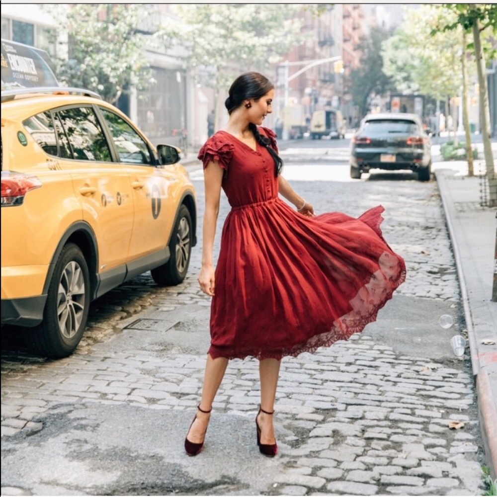 Maroon Midi Dress